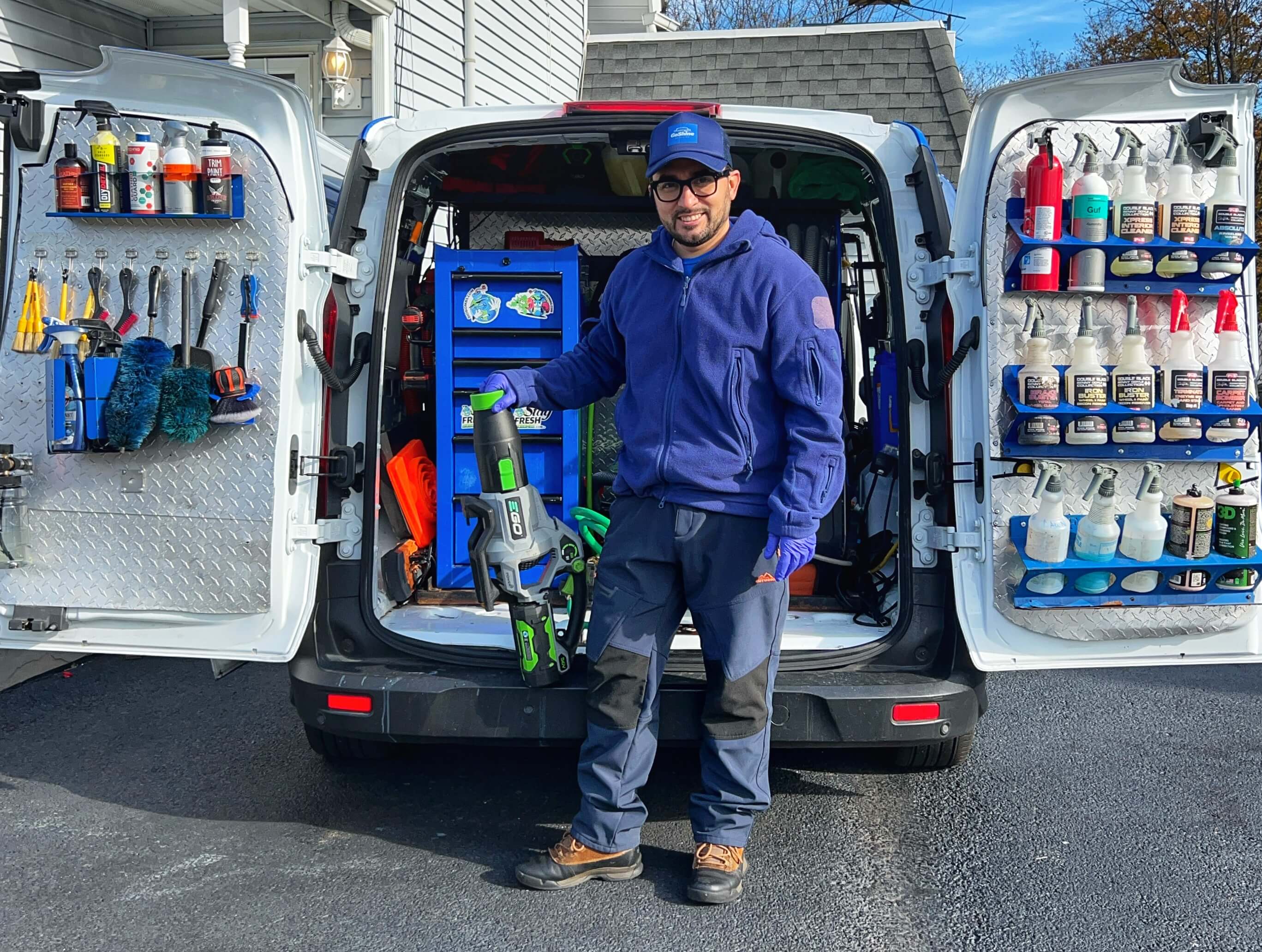 Mobile car detailing service cleaning a vehicle