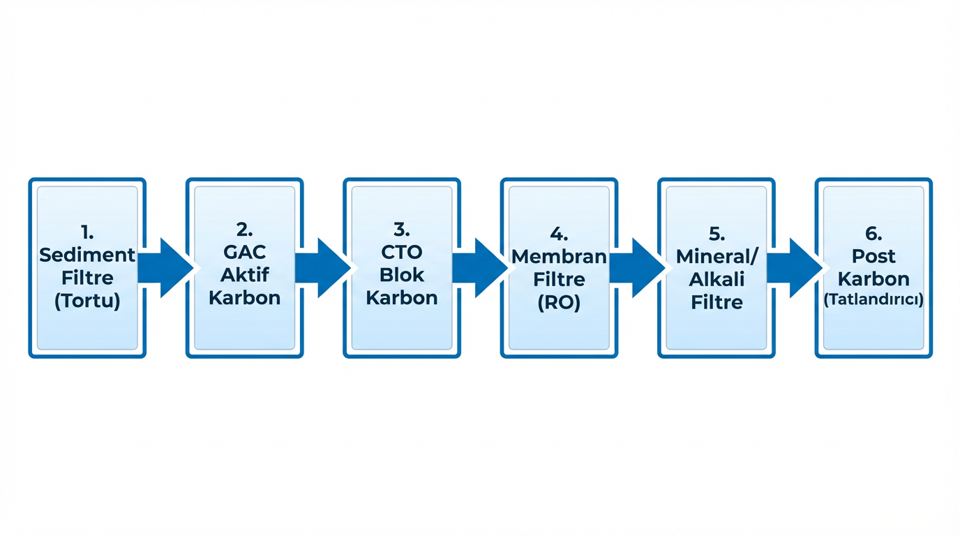 Su arıtma cihazı filtre akış diyagramı