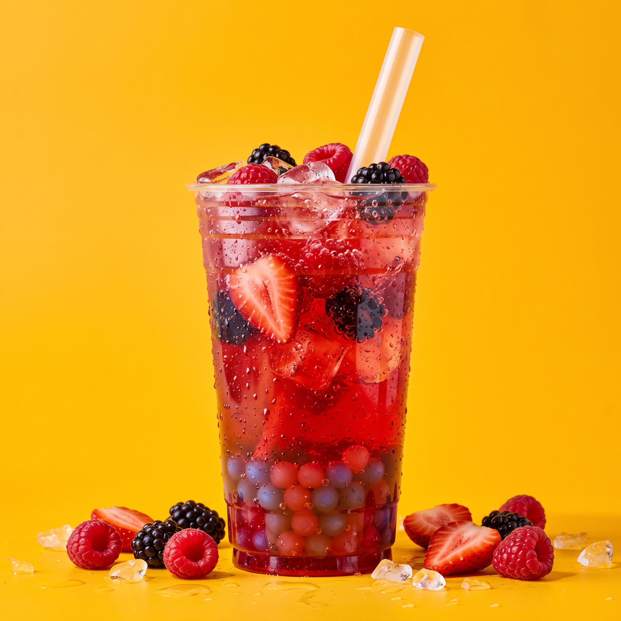 Soda italiana Makumba Drink sabor Frutos Rojos con perlas explosivas