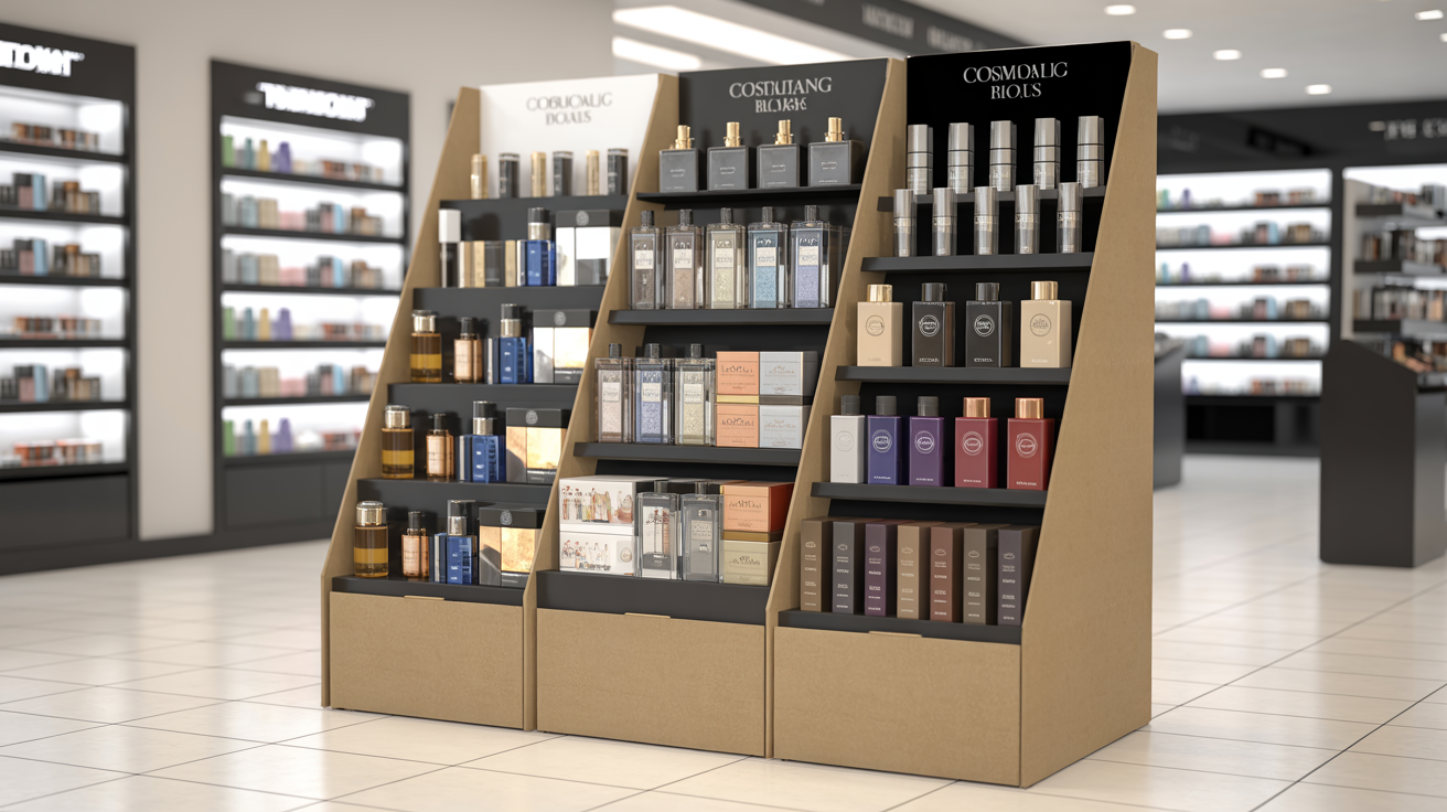 Display de cosmética y cuidado personal - perfumes, lociones, sets de regalo