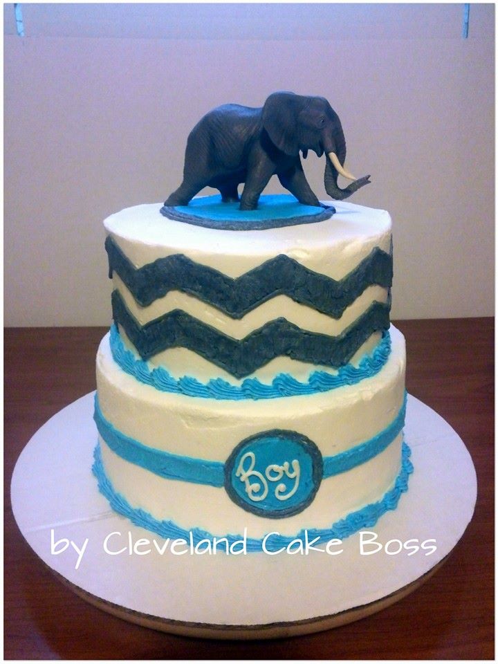 Elephant Baby Shower Tiered Cake