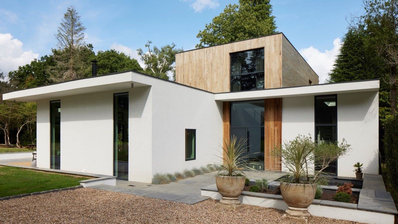 Modern rendered house exterior with clean finish
