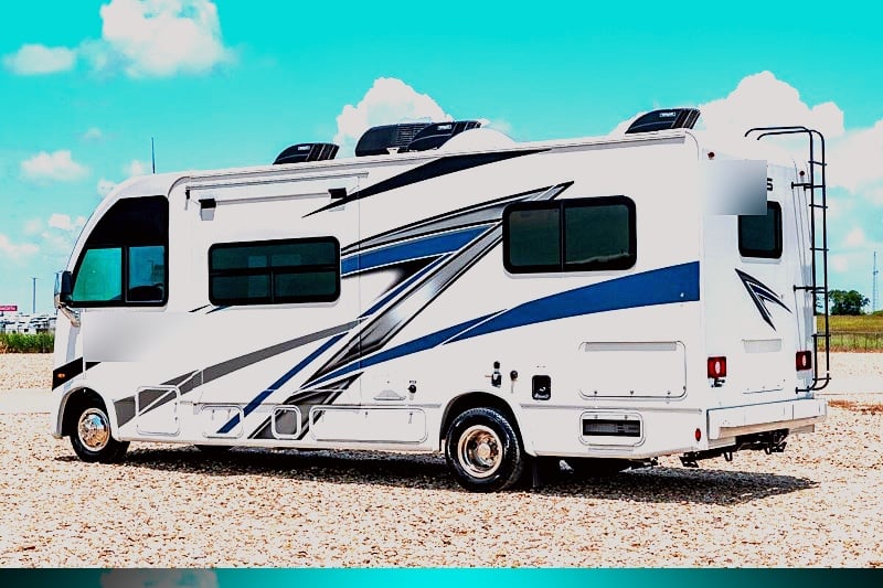 Class A motorhome driver side — exposed fuel cap area on Ford E-450 chassis-No Protection