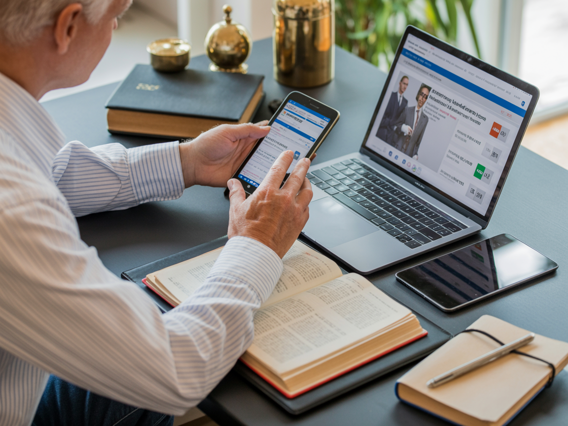 Professional using modern technology for pricing research