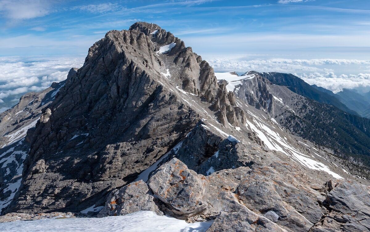 Cloud-wreathed peaks of Mount Olympus