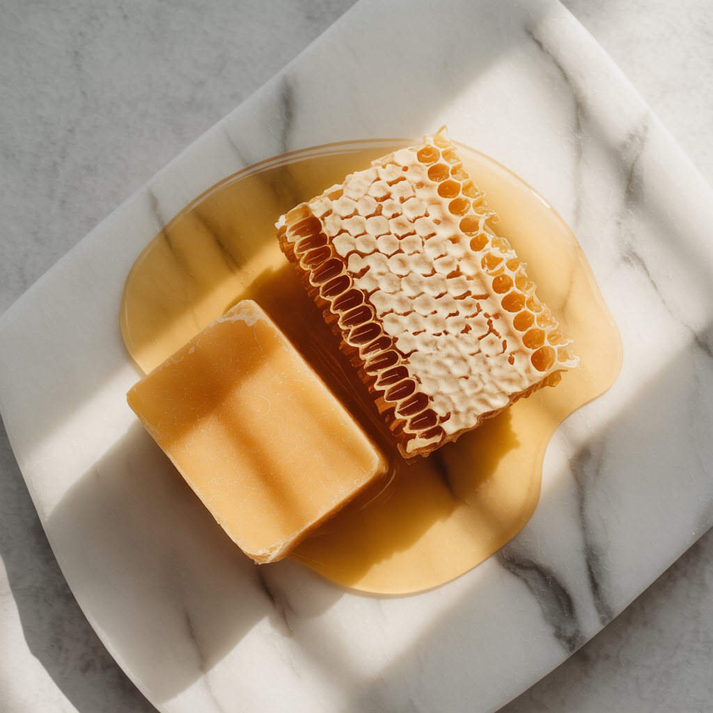 NECTR raw ingredients - tallow and honeycomb on marble