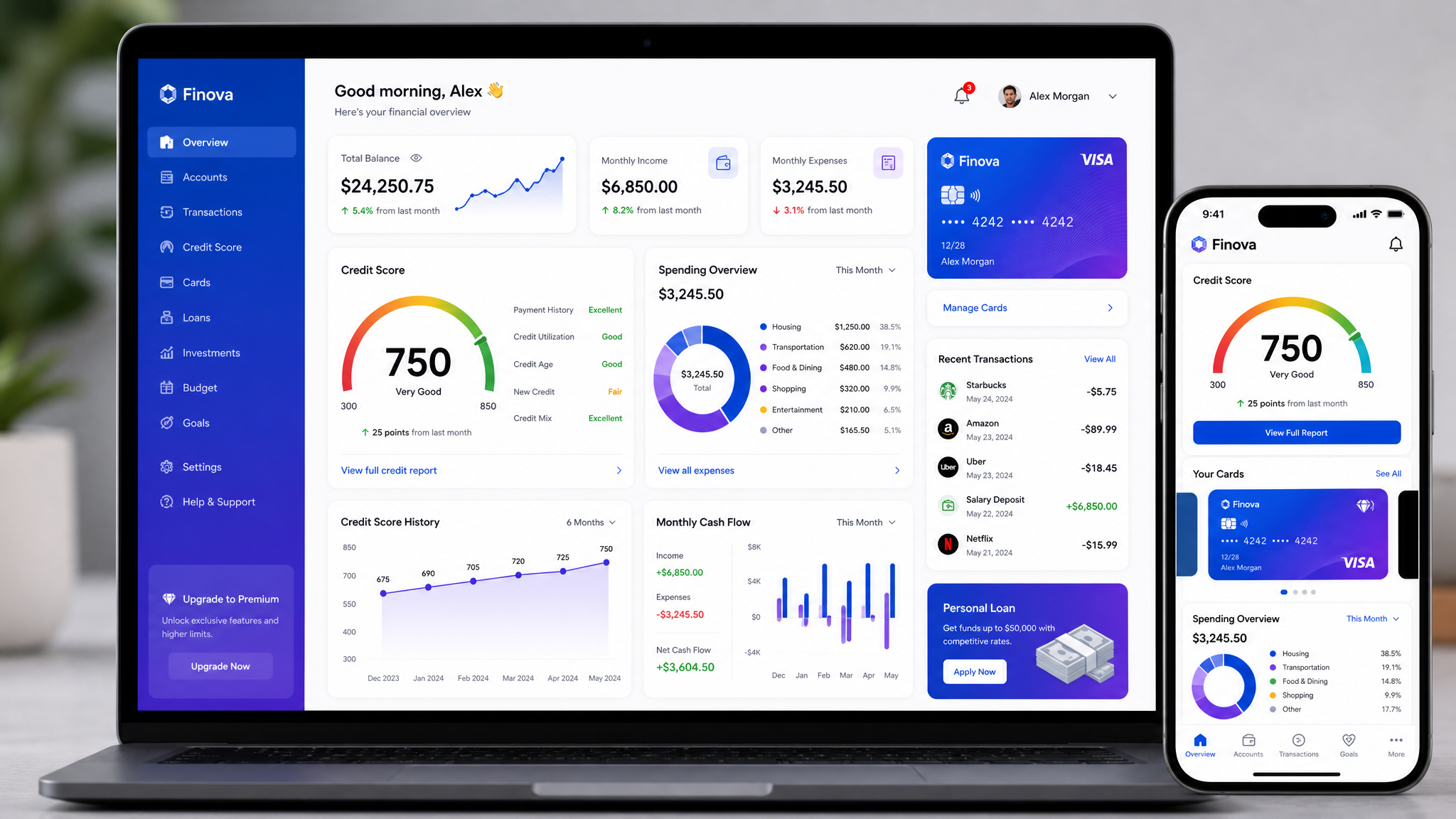 Dashboard do Gestor Pay mostrando gráficos financeiros, score e controle de contas