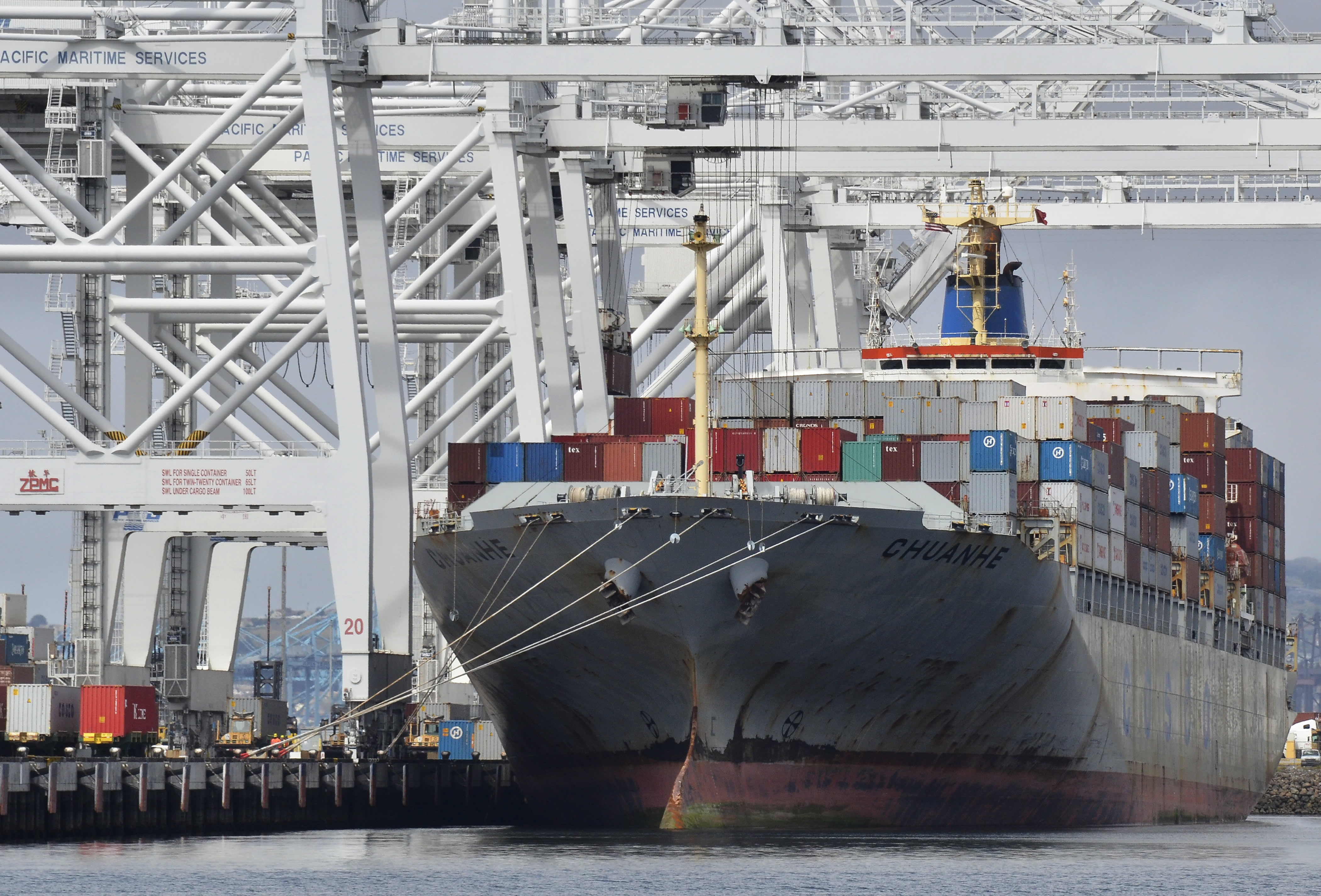 Shipping containers at an Indonesian port