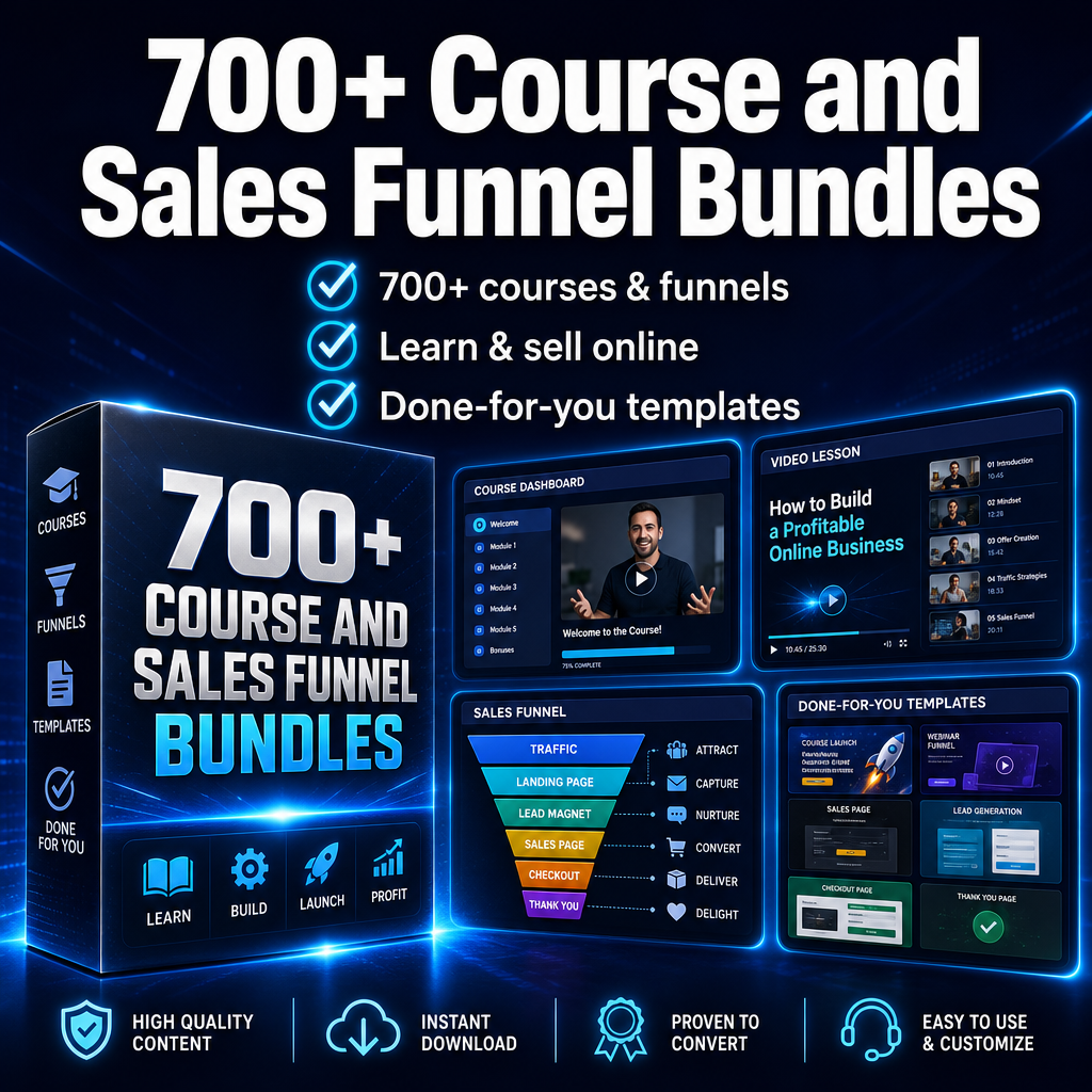 700+ Course and Sales Funnel Bundles