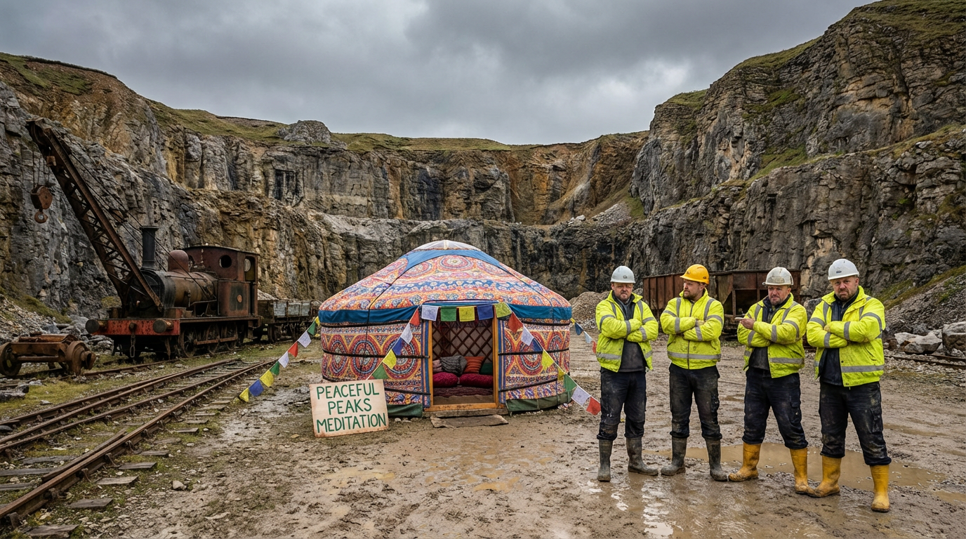 The old quarry - now featuring a meditation yurt