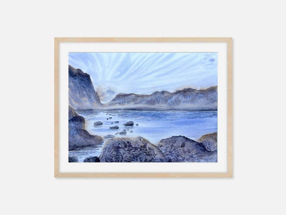 Serene Mountain Lake Watercolor