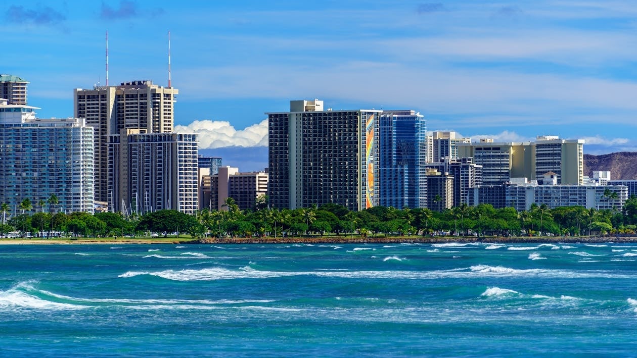 Beautiful Oahu Hawaii aerial view
