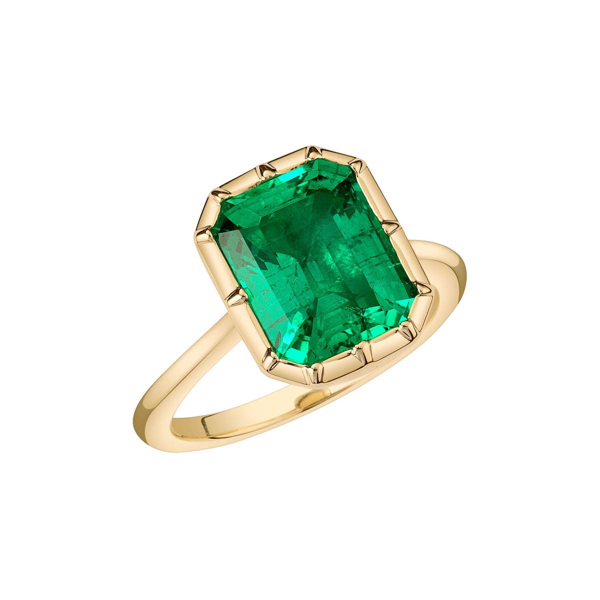 Emerald ring showcasing the stone's distinctive color and setting