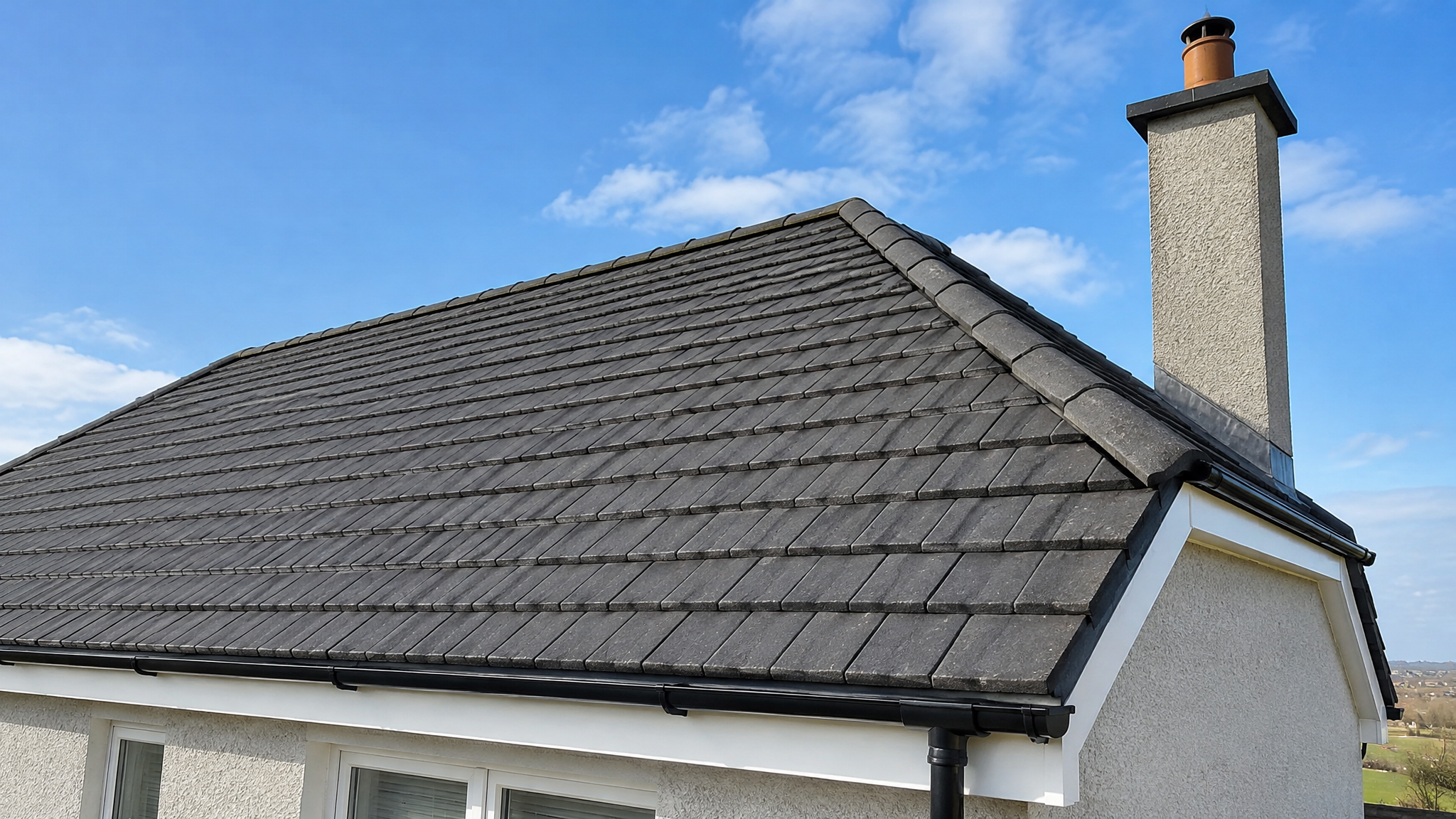 Clean roof tiles on an Irish house