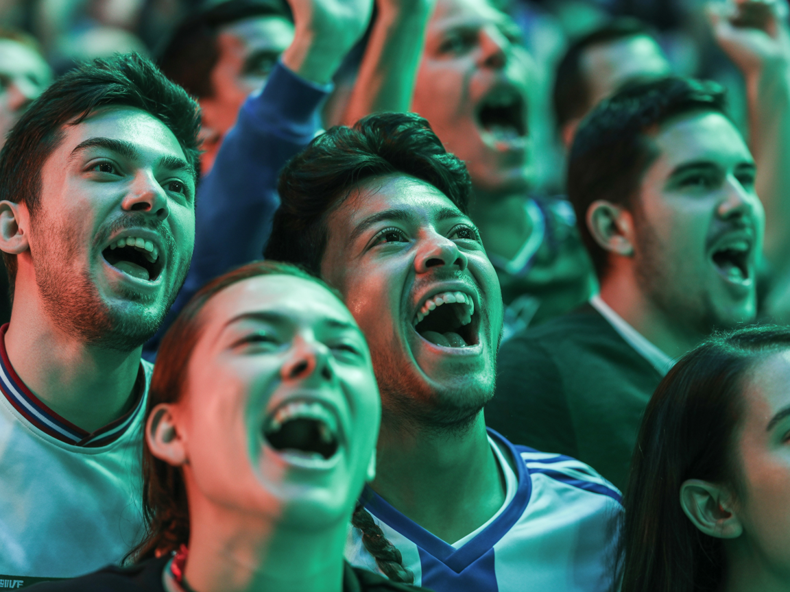 Excited fans cheering