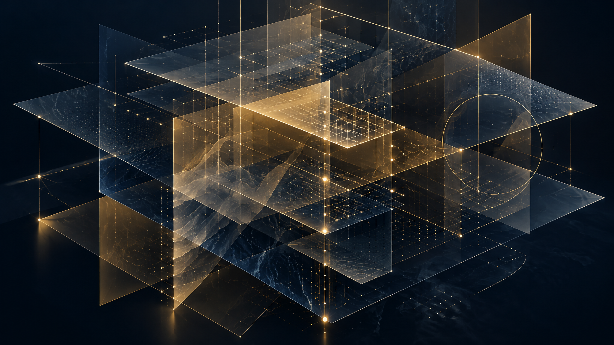 Abstract overlapping translucent layers suggesting meticulous contract review and analysis