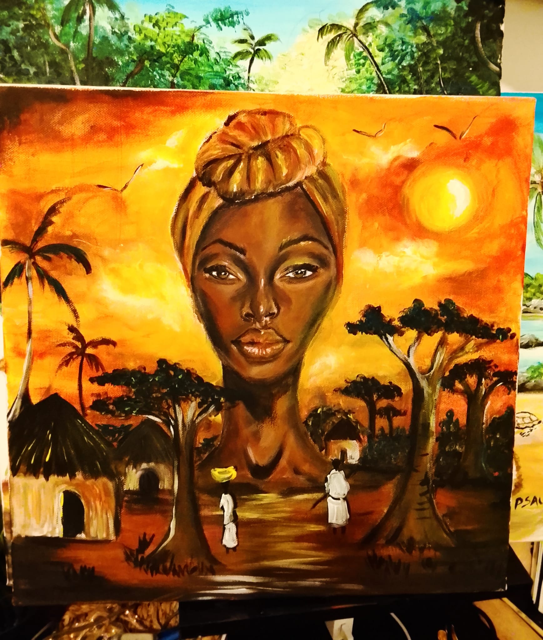 Village au Coucher du Soleil