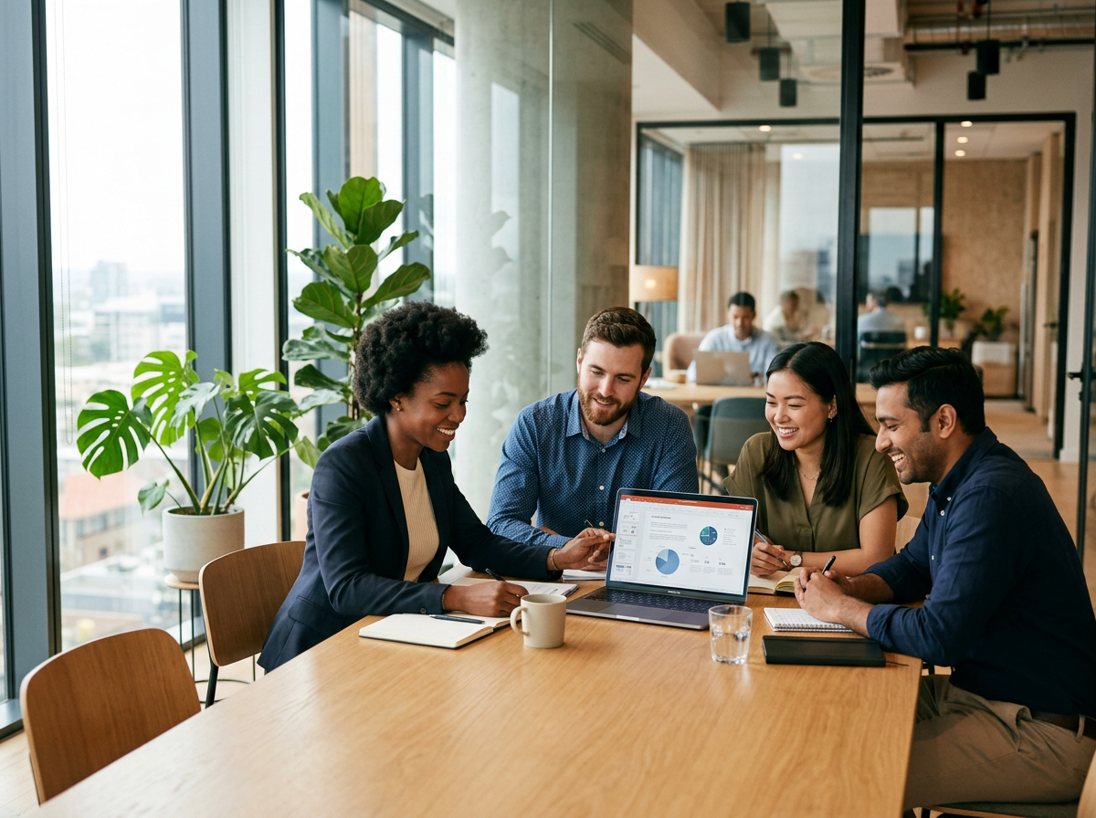 Squarelabs team collaboration in modern office