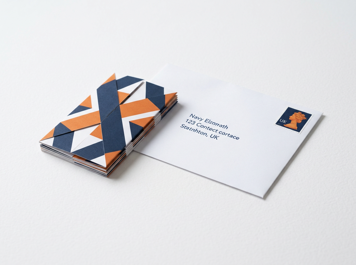 Flat, folded, ready to post