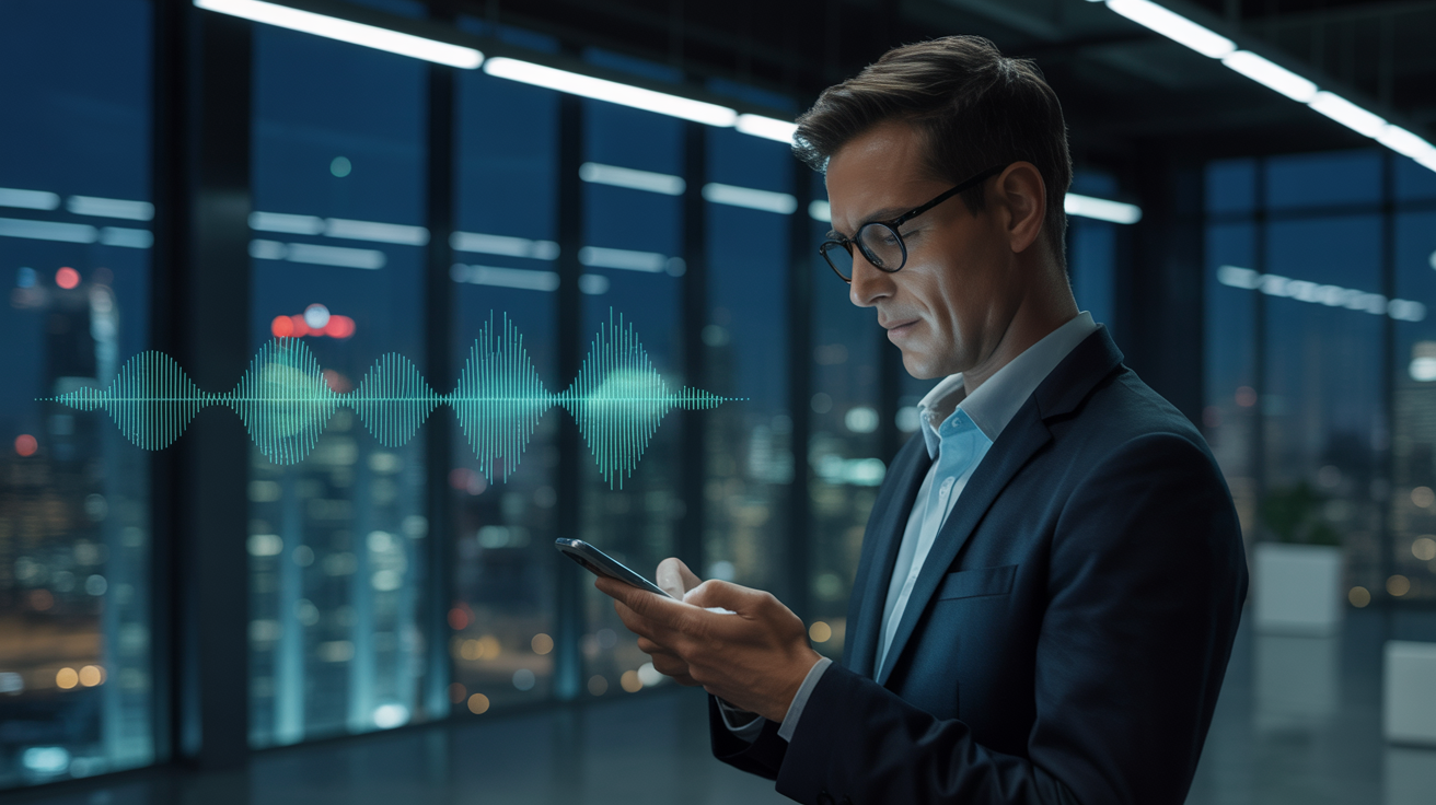 AI Voice Agent for Business - Professional using voice AI in corporate environment