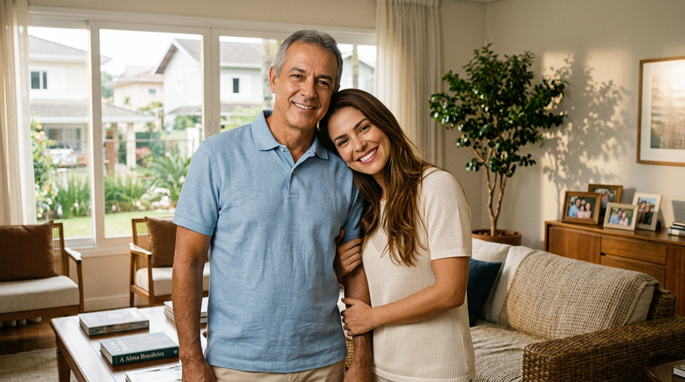 Foto: Carlos sorrindo com a esposa