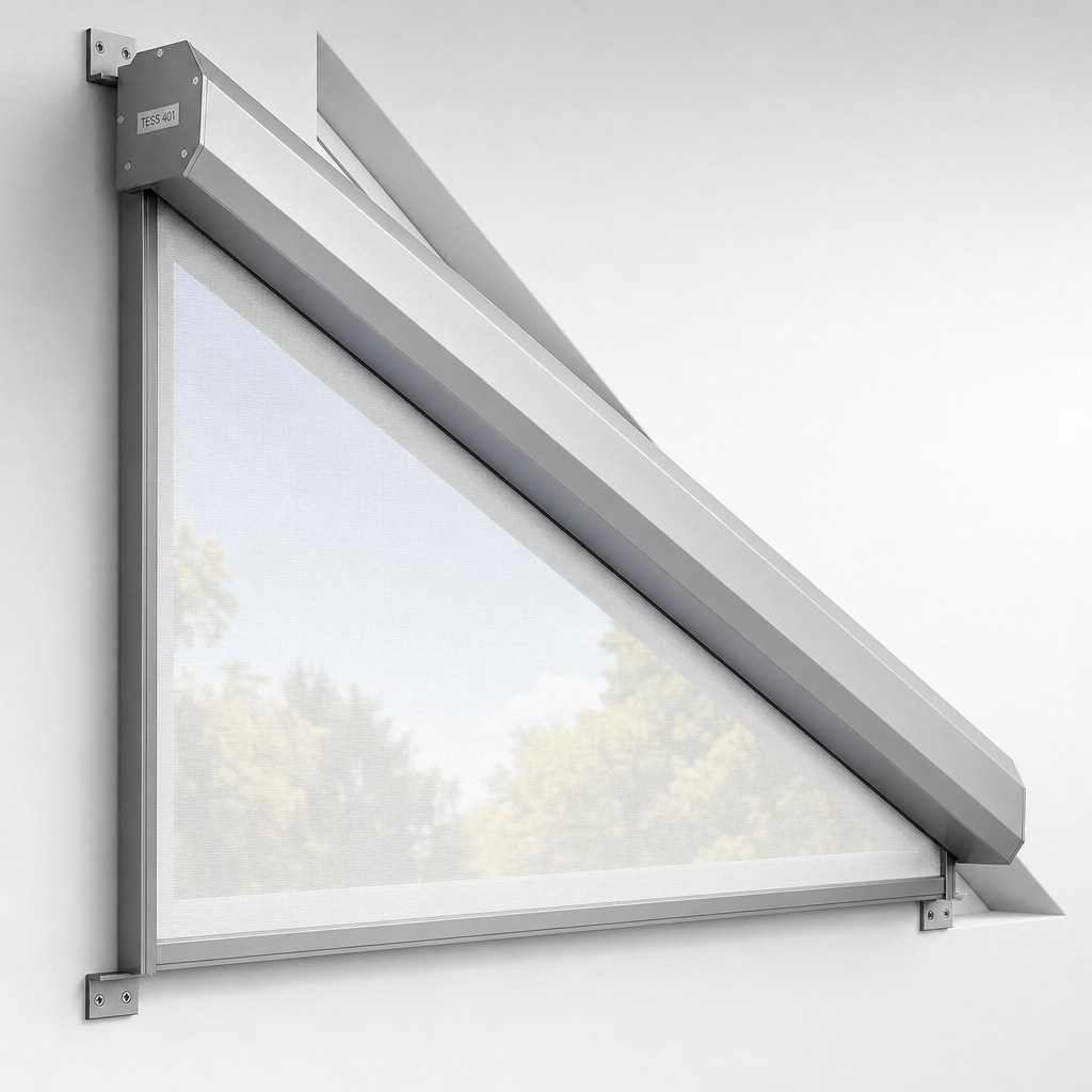 Roller & Tensioned Shades — Guthrie Douglas TESS 401 External Triangular Roller Shade — distributed by Blind Solutions®