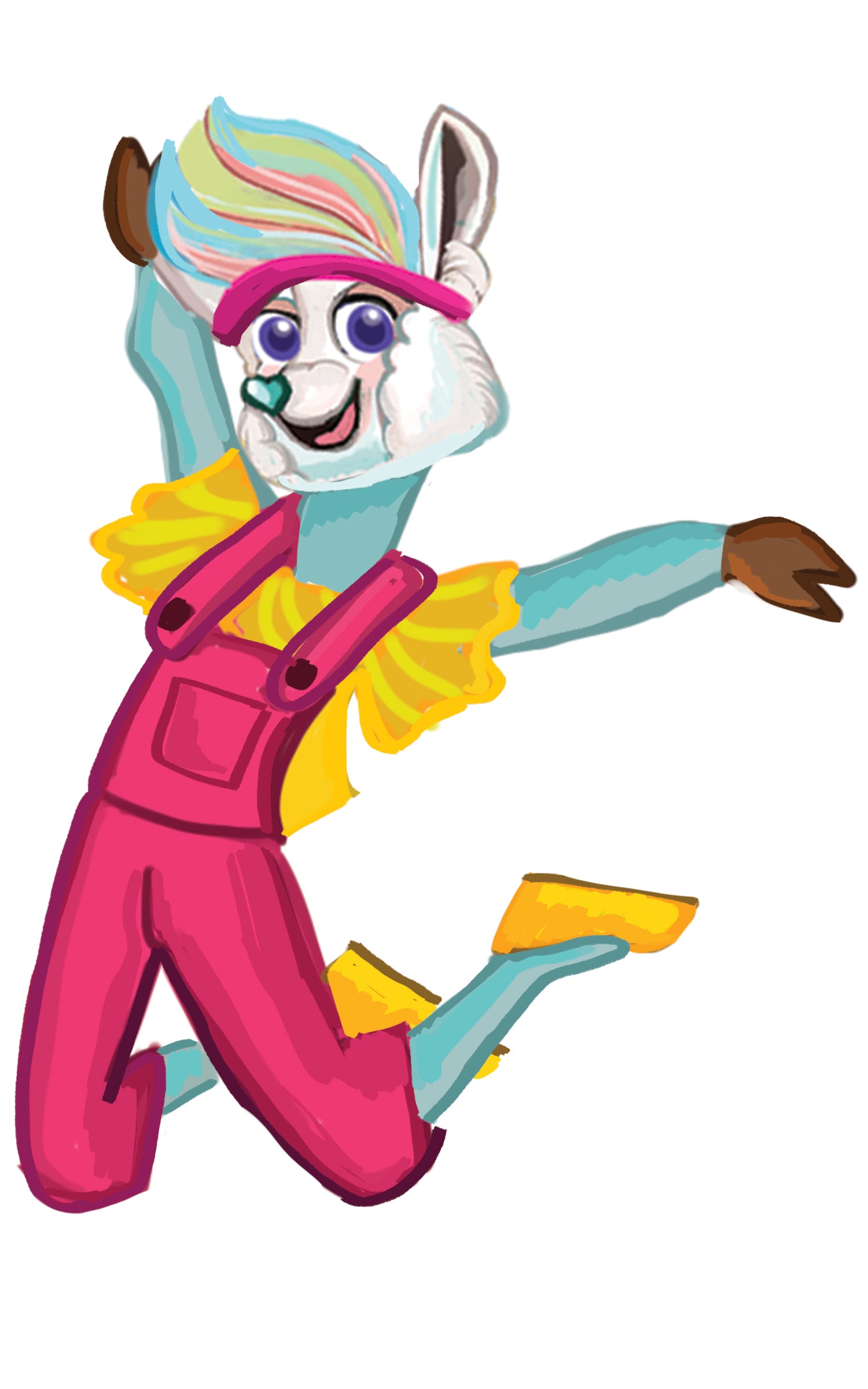 Sugar mascot with rainbow hair