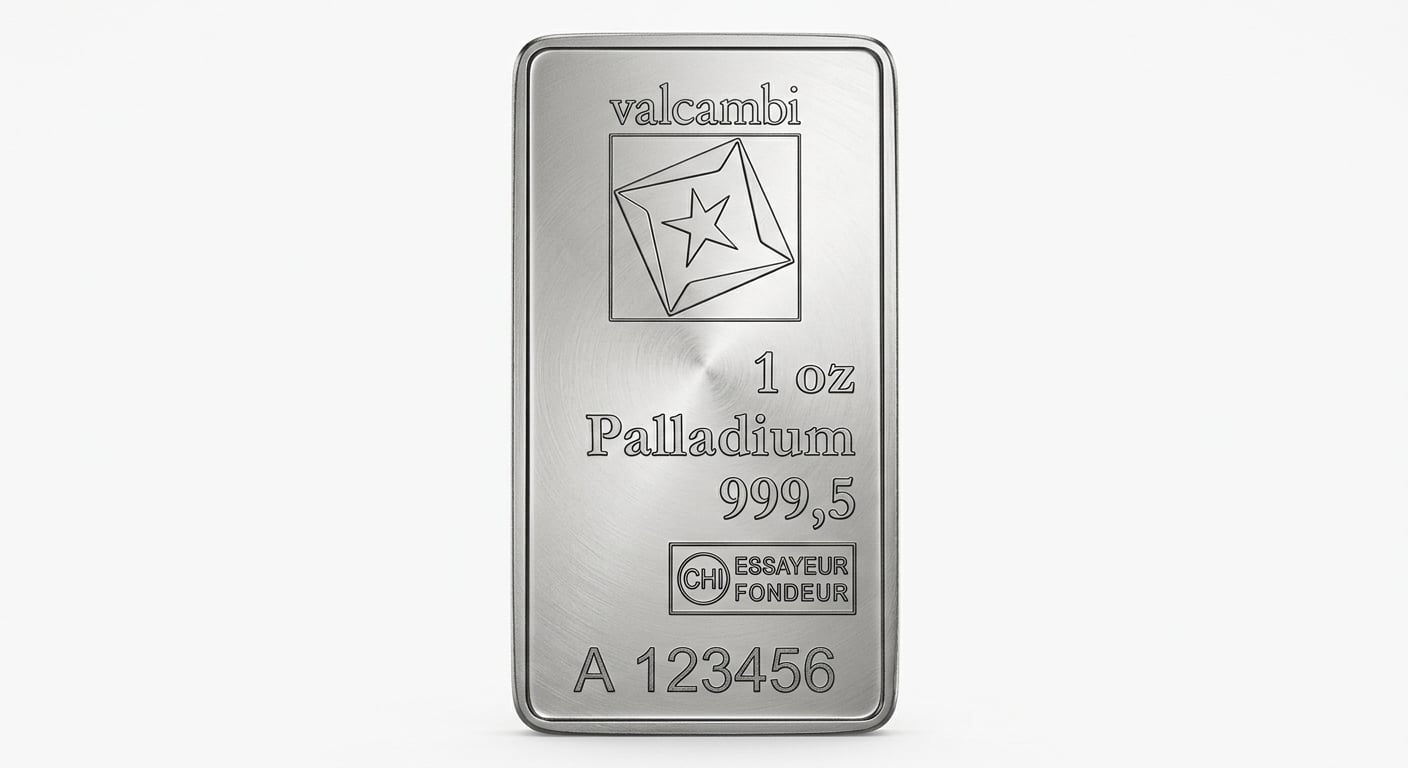 Valcambi 1 oz Palladium Bar – Circulated