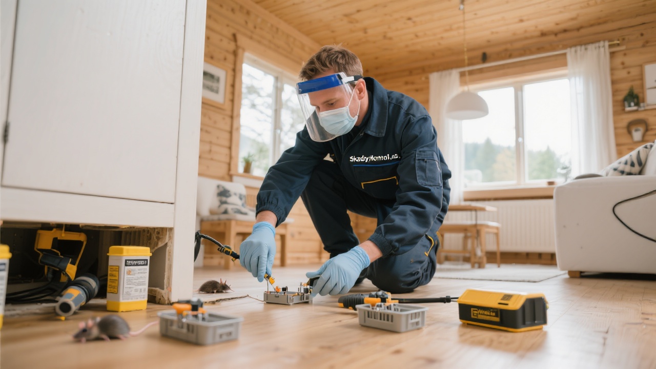 Skadedyrbekjemper fra Skadedyrkontroll1.no i arbeid
