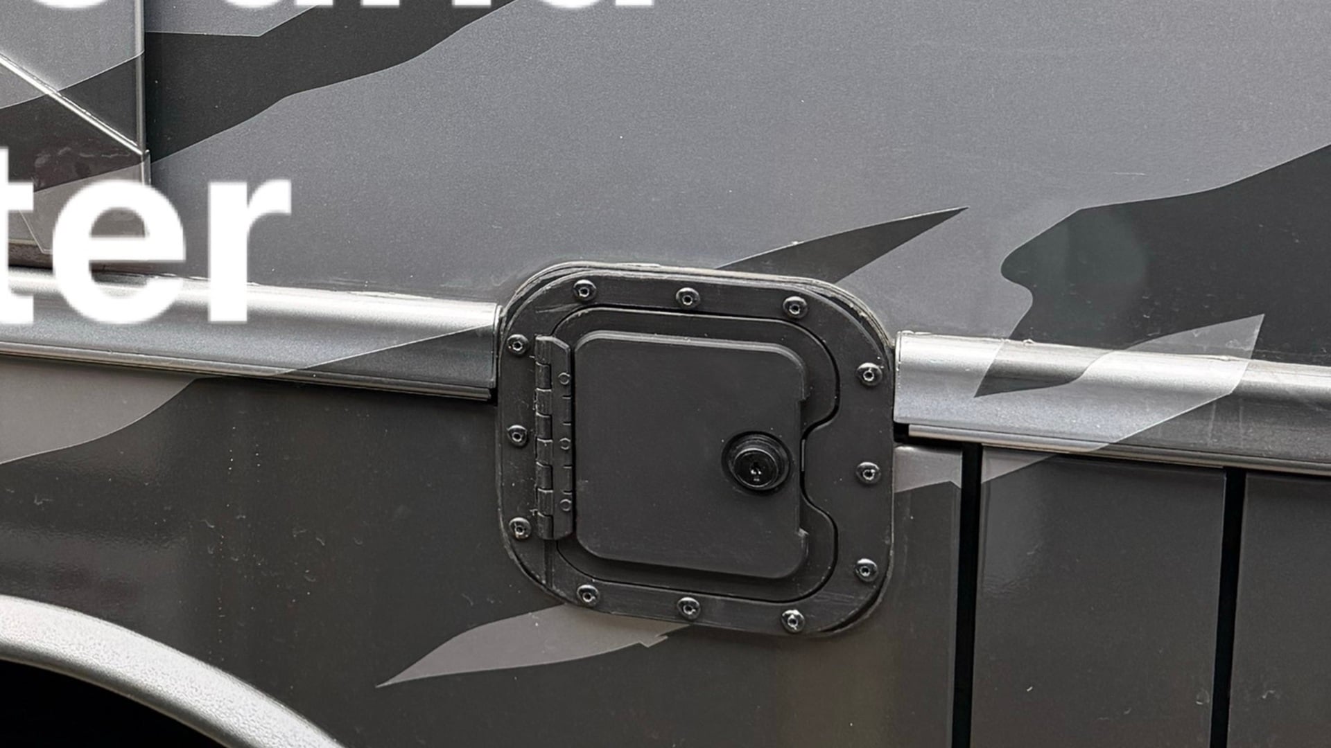 The RV Fuel Vault composite fuel cap cover installed — secure, finished, protected