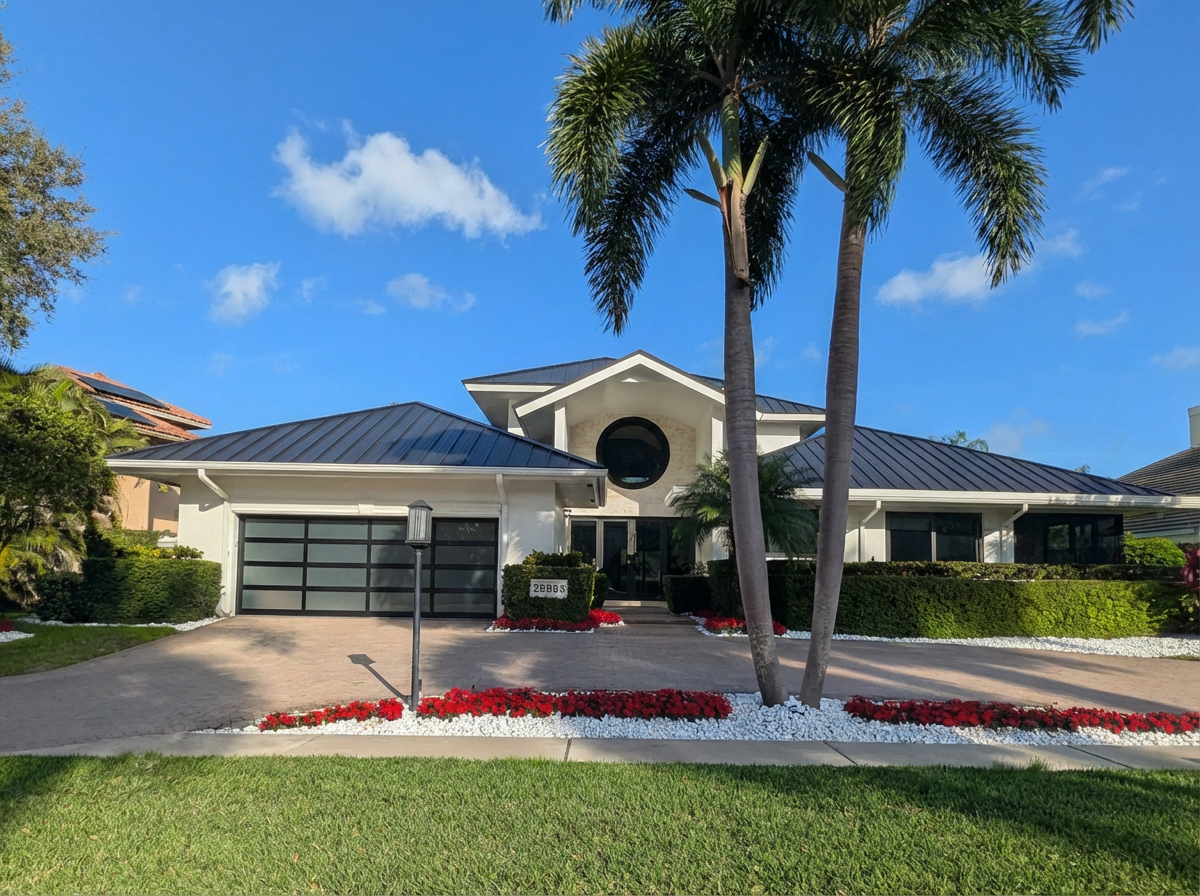 Rendering: Modern dark tinted glass garage door upgrade option