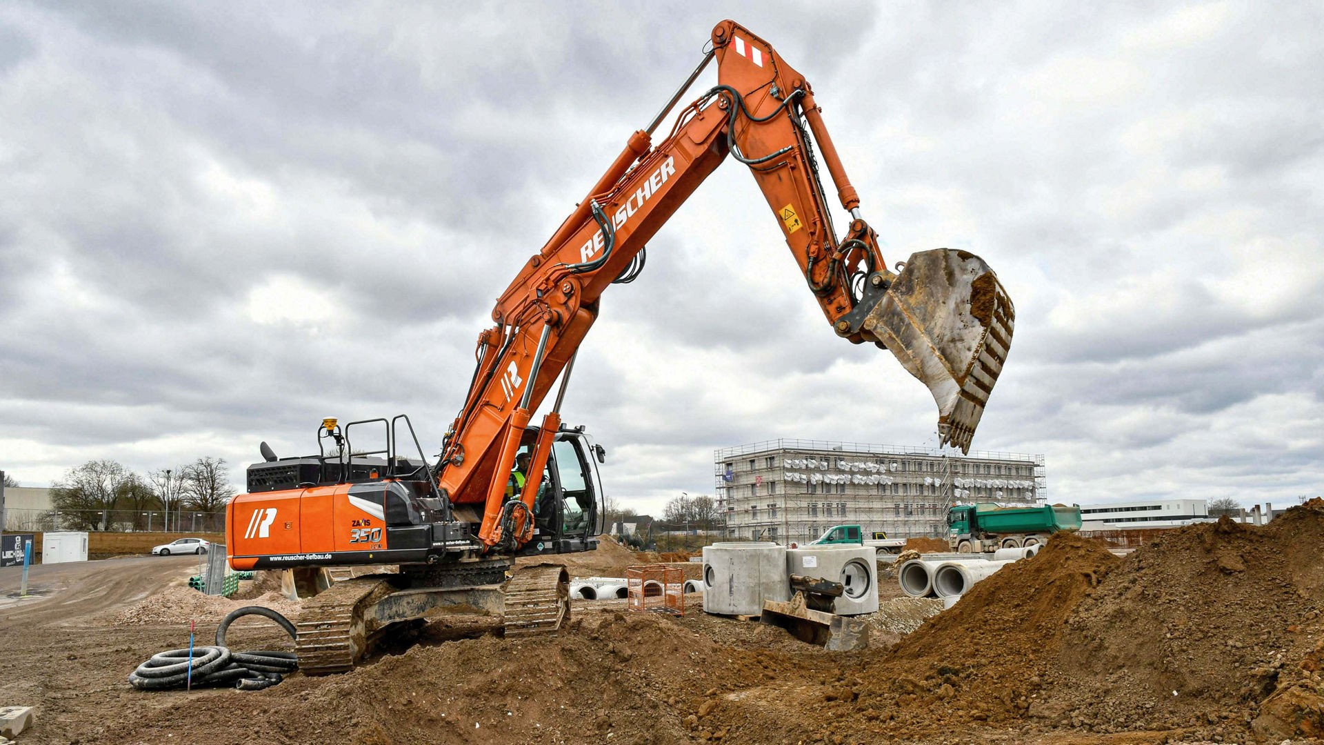 Construction site with heavy machinery