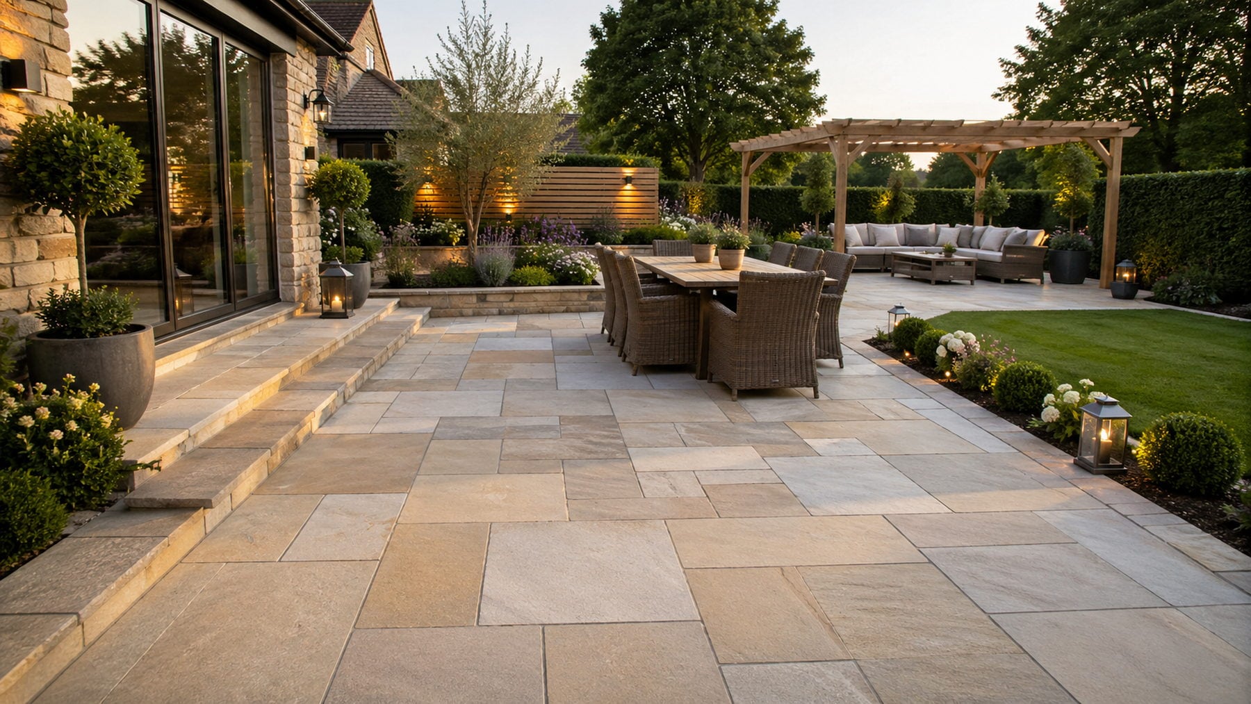 Natural stone patio with rustic charm