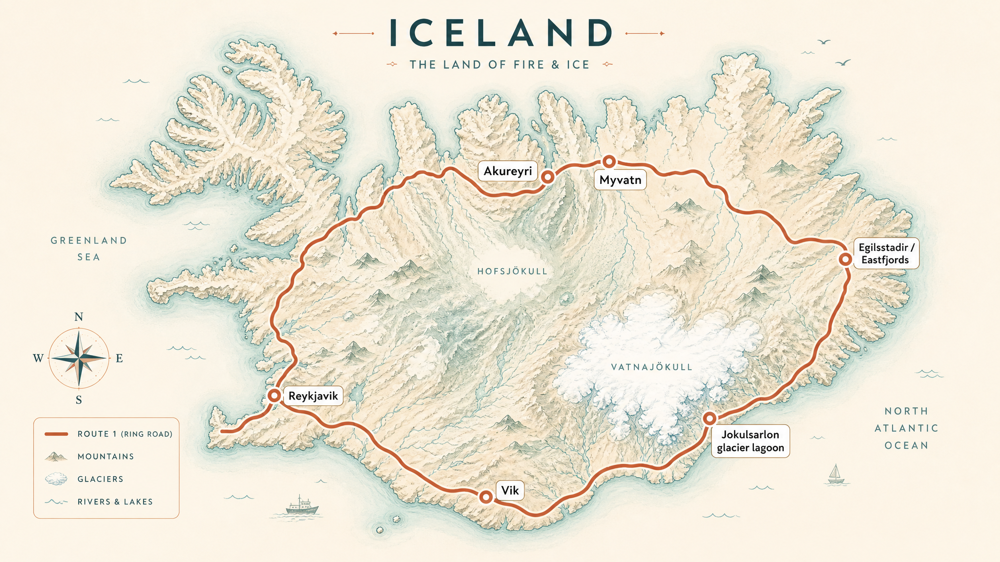 Overview map of the Ring Road (Route 1)