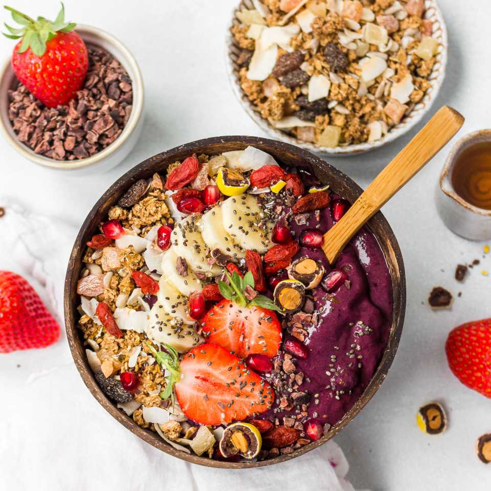Fresh acai bowl at Greater Grounds