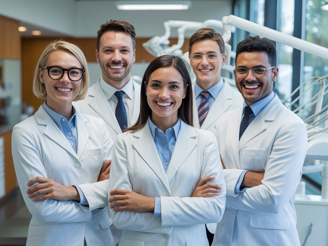 Diverse dental team collaboration