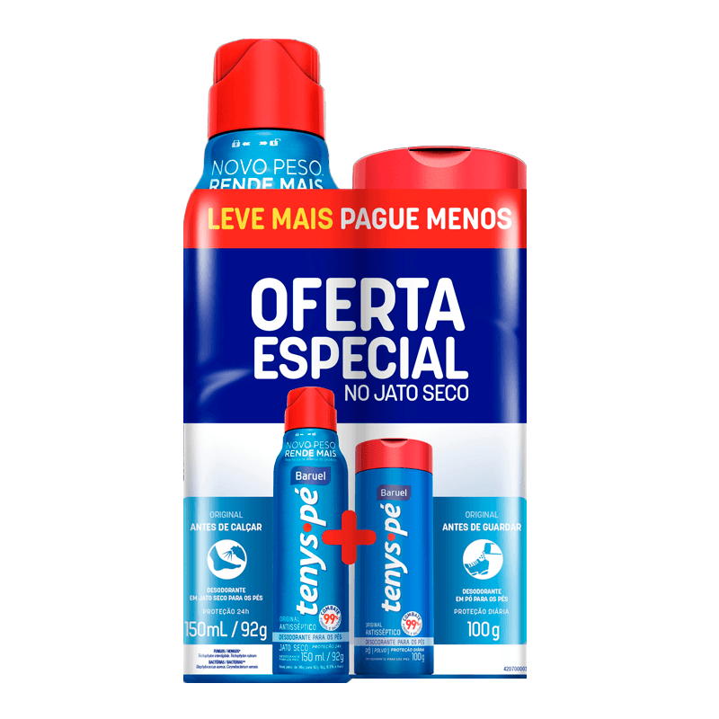 Kit Tenys Pé Baruel Original Jato Seco 150ml + Talco 100g