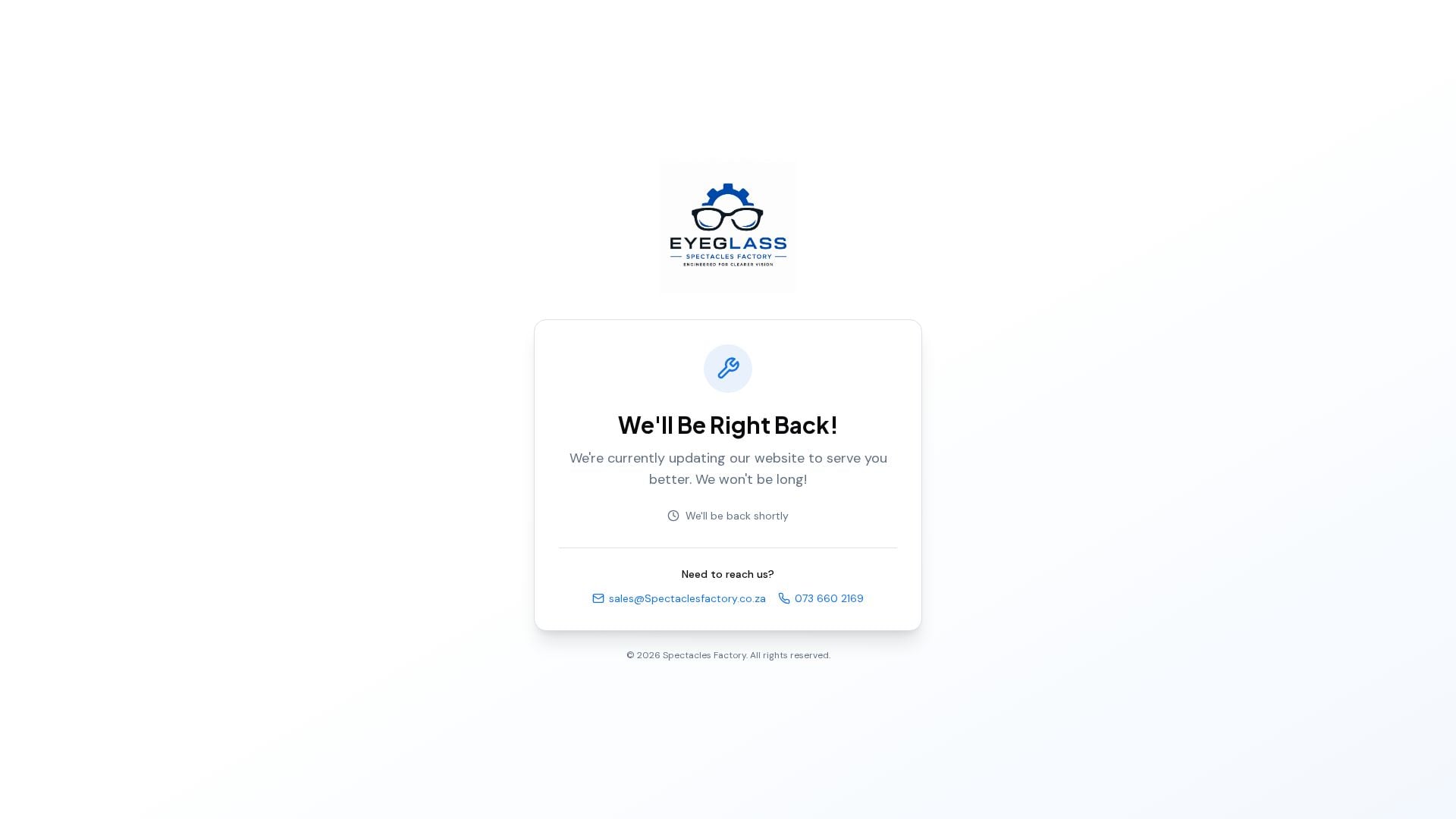 Spectacles Factory website screenshot