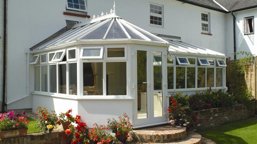 Clean conservatory exterior at UK home