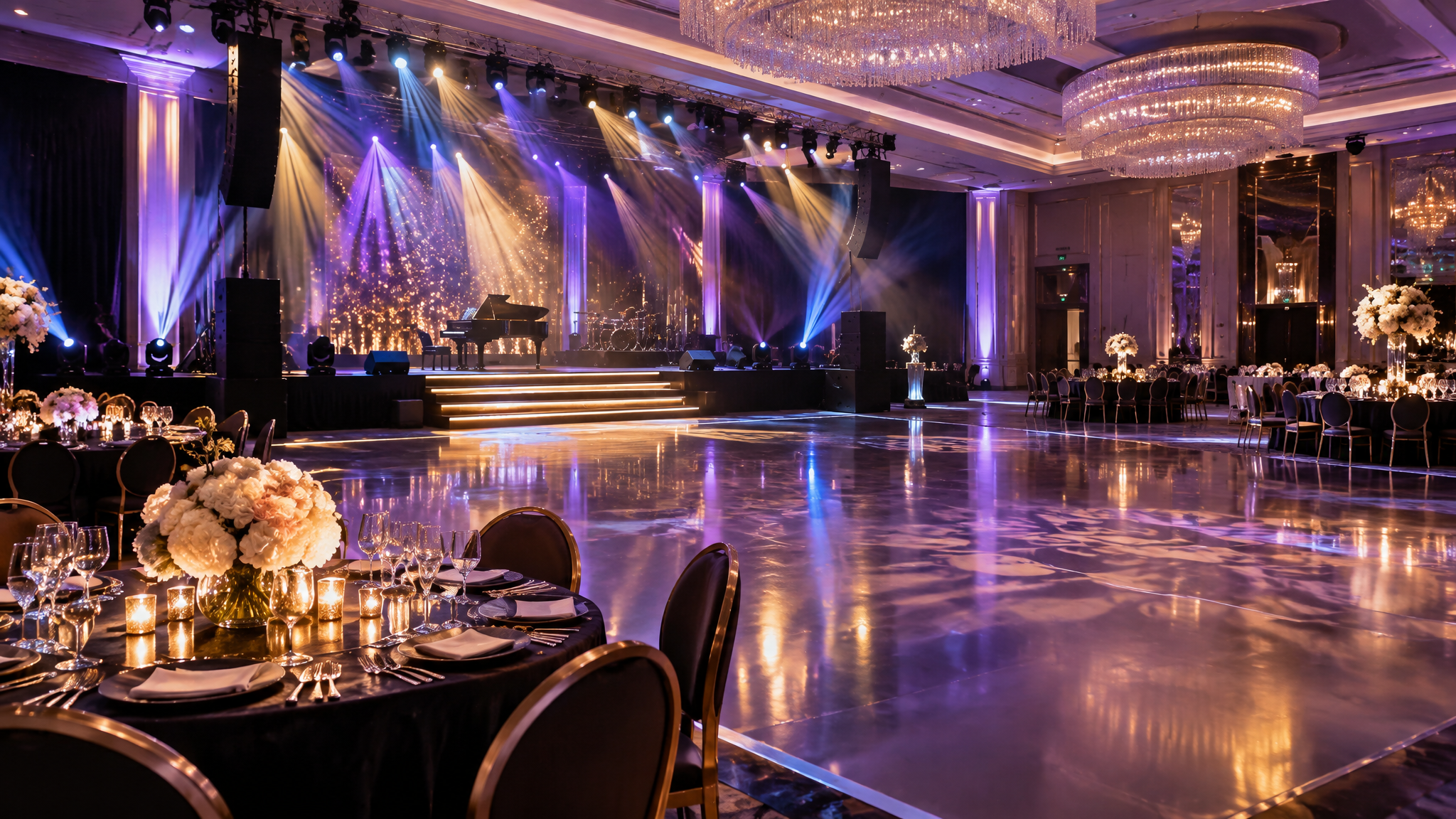 Aynalı Gold Salon - modern aydınlatma ve dans pisti