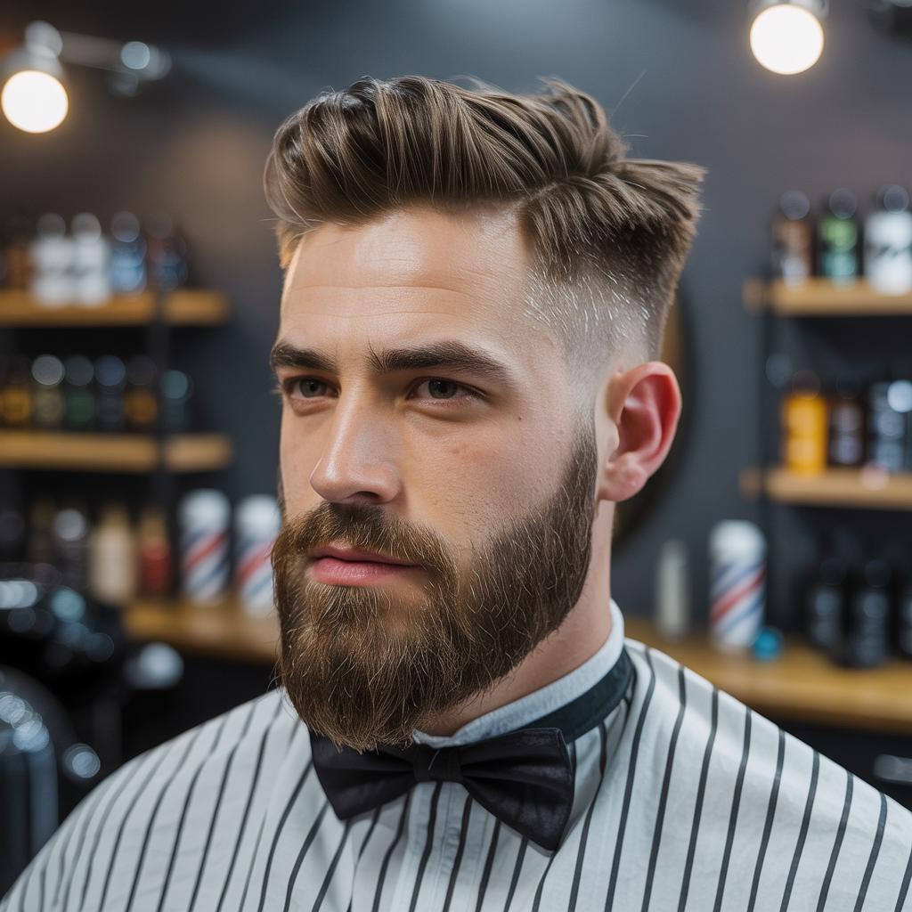 Herrenstyling mit gepflegtem Bart