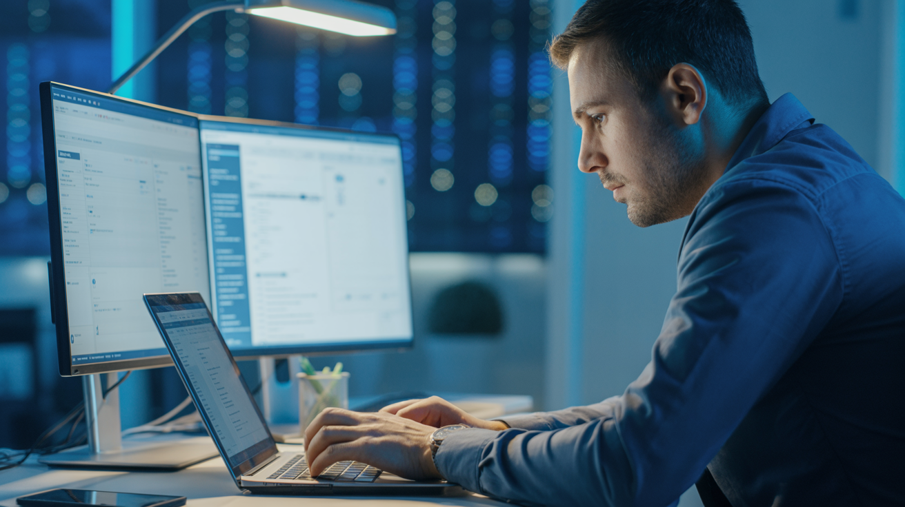IT support technician assisting a business user
