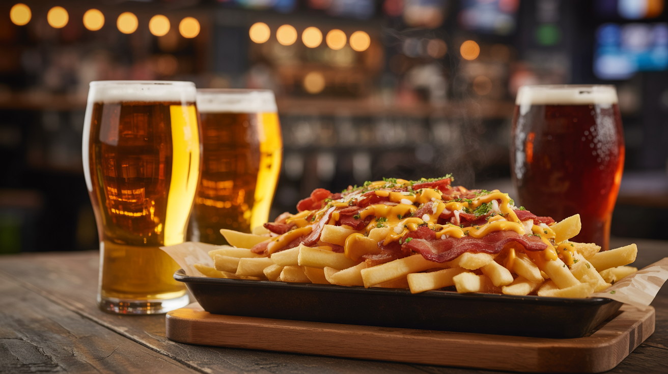 BelWings loaded fries and craft beer pairing