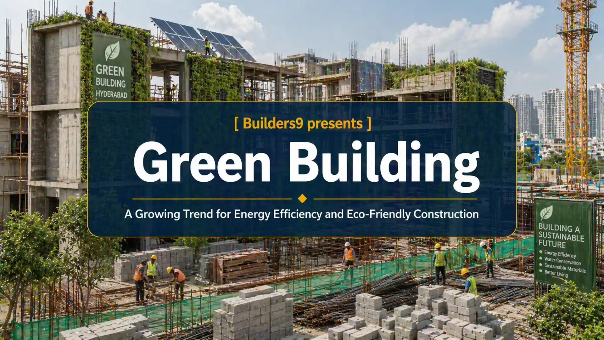 Sustainable green construction site with eco-friendly building practices