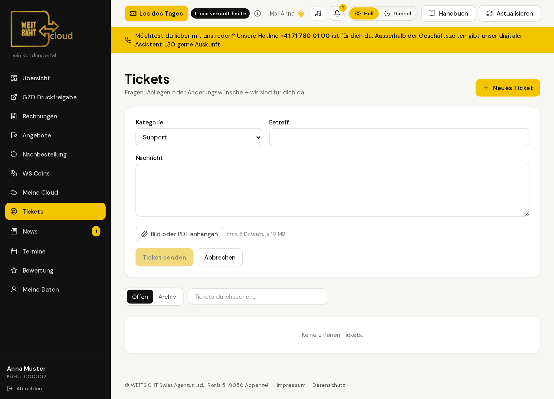 Bild 14: Tickets für Fragen und Wünsche, neu mit Bild- oder PDF-Anhang.