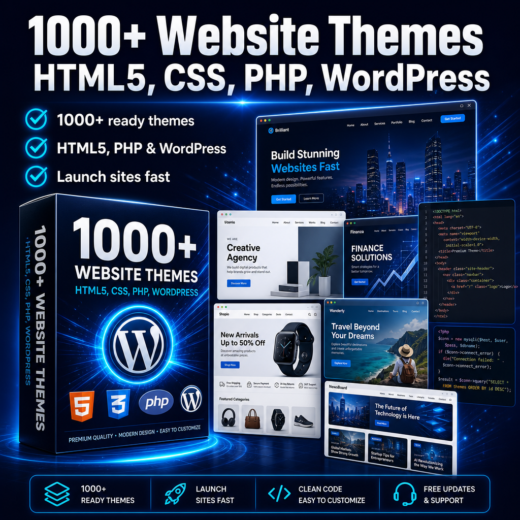 1000+ Website Themes HTML5, CSS, PHP, WordPress