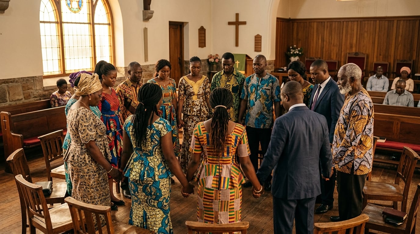 Church community in prayer