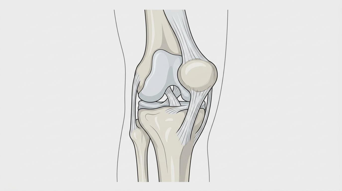 Illustration of a kneecap sliding sideways out of its groove, depicting patellar dislocation