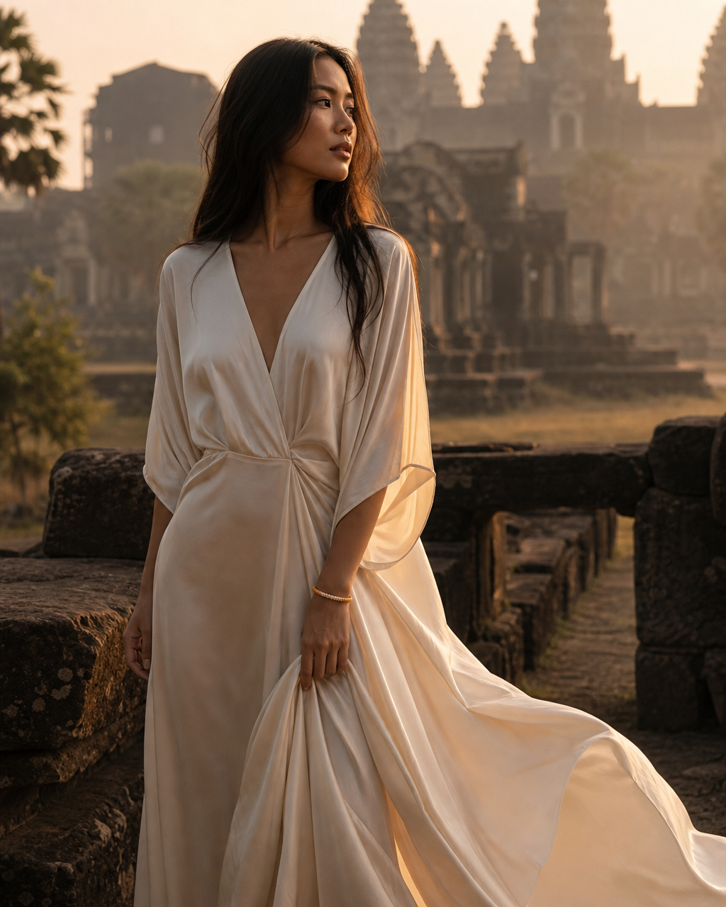 Model wearing the Siem Reap Thread near Angkor Wat