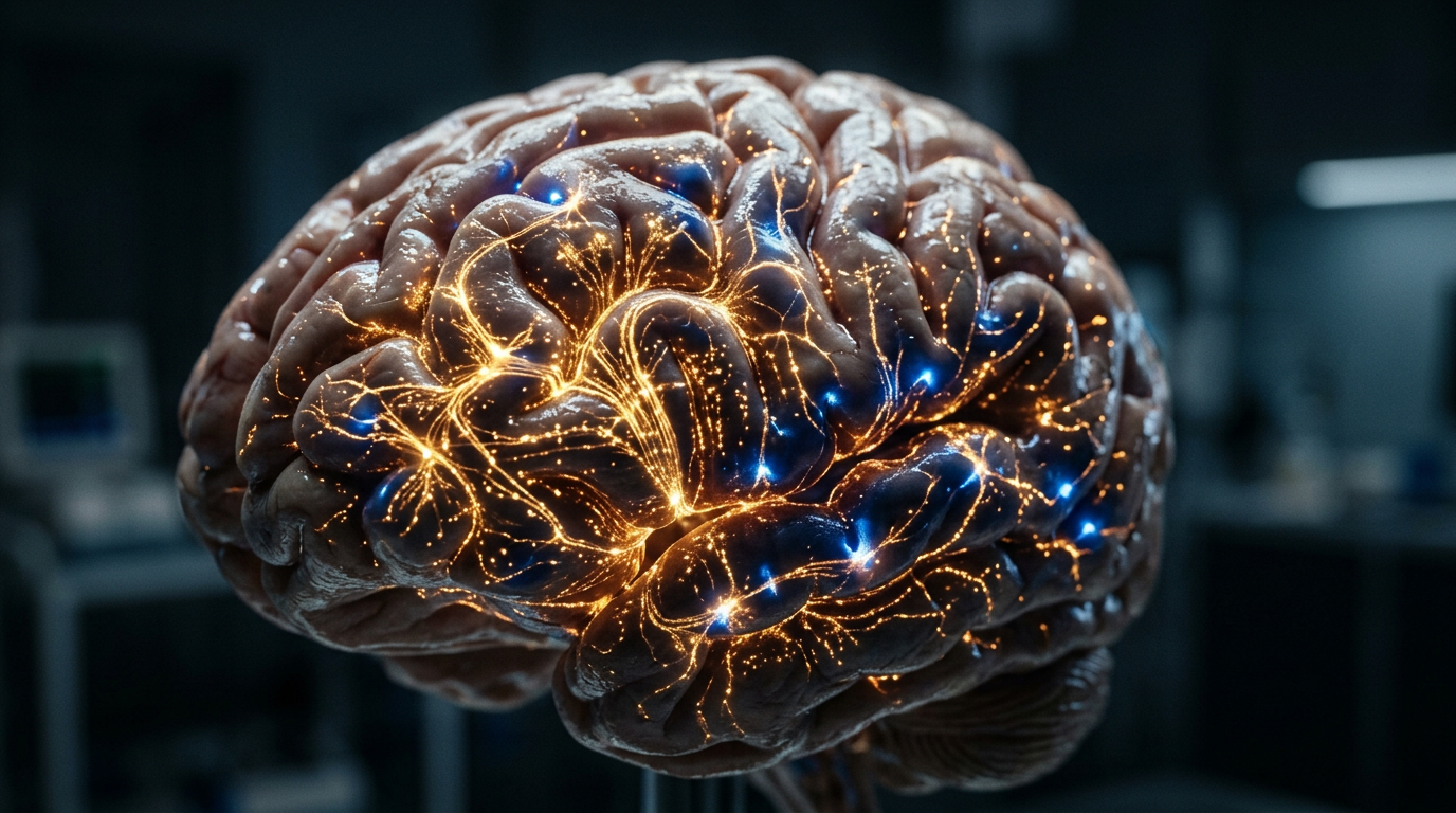 Visualização de redes neurais do cérebro representando a neurociência do mindfulness